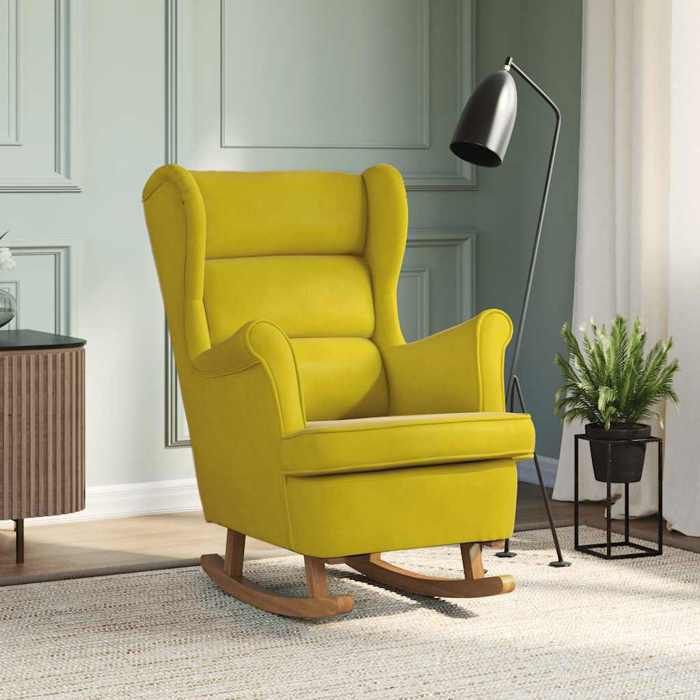 Fauteuil à bascule - vidaXL - individuel - bois massif - jaune - 74 x 90 x 102 cm@356ttd83l