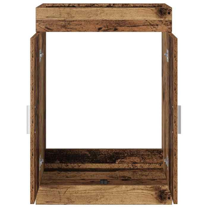 Meuble sous lavabo de salle de bain - COCO - bois dingénierie - bois ancien - grand rangement - 785x375x81 cm&63793