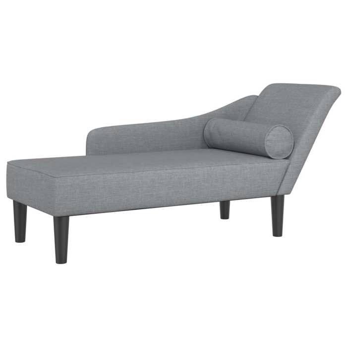 Chaise longue - (1 PC) - charge max: 110 kg - avec coussins gris clair tissu 141x55.5x66.5 cm V3184