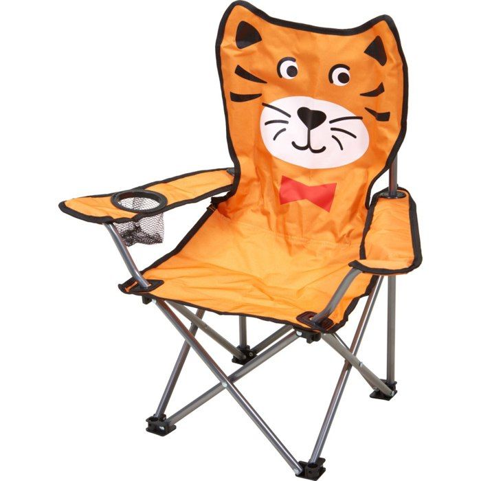 Chaise pliante pour enfant orange motif tigre Chaise pliante pour enfant orange motif tigre