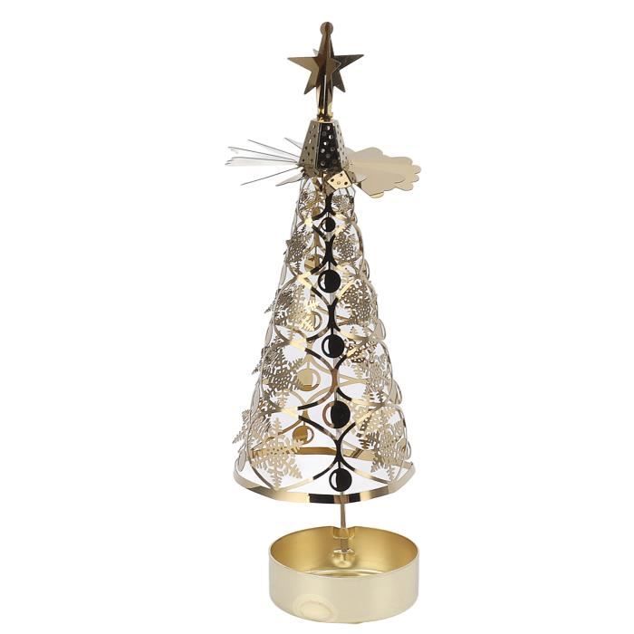 Bougeoir Rotatif Noël ULDIGI - Fer Forgé, 8x8x13cm, Déco Table Et Fête
