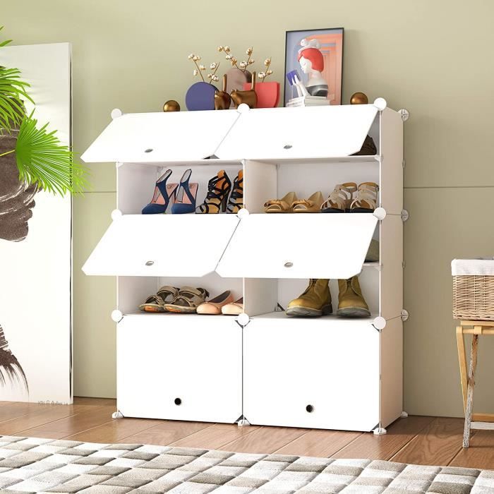meuble à chaussures - alightup - armoire cubes de rangement diy - 10 cubes - blanc