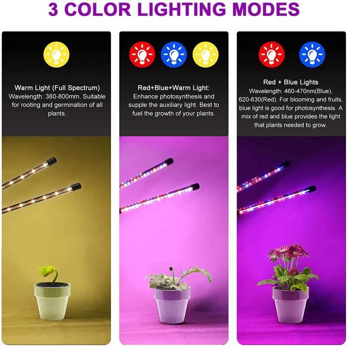 Lampe de Plante, Spectre Complet de Lumière Lampe Horticole Lampe de  Croissance LED, 3 Modes Lumière, 10 Niveaux Dimmables et 3 A58 - Cdiscount  Jardin