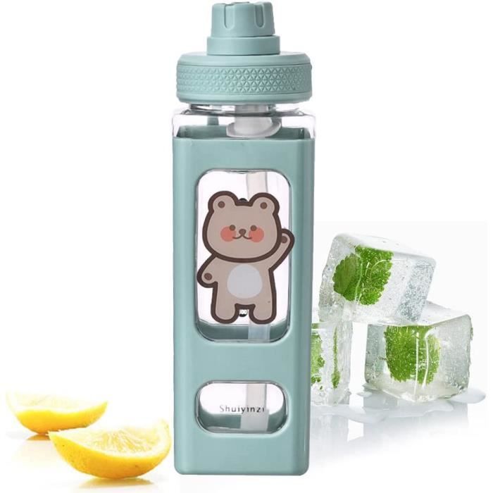 Gourde Isotherme Enfant 600 Ml - Motif Panda Floral, Acier Inox, Paille, Sans BPA
