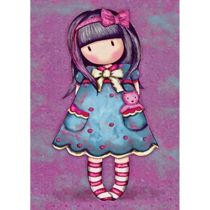 Kit Complet Diamond Painting 30x40 Cm - 4 Motifs Fille Cartoon - Diamants Ronds 5D - Activité DIY Adulte/enfant - 12