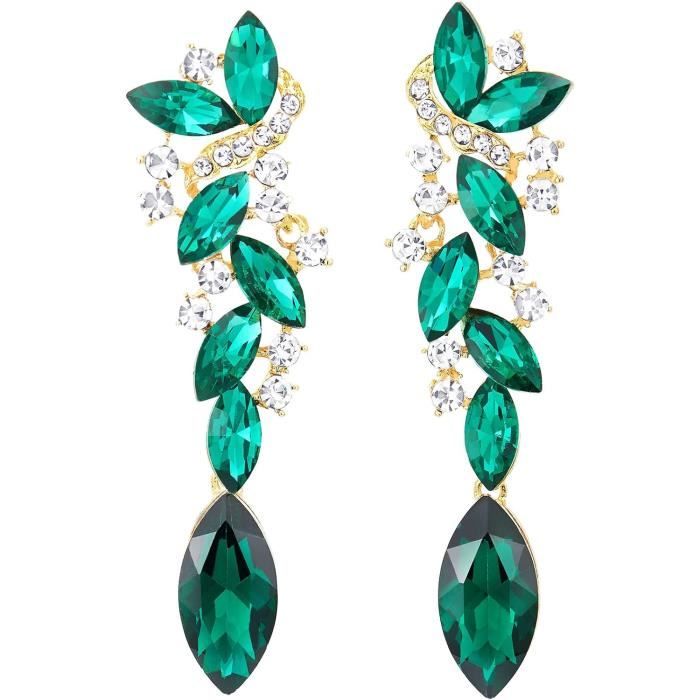 Orecchini Lunghi A Grappolo Extra Lunga Squisiti - Strass E Cristallo In Lega Lucidata, 172mm - 2