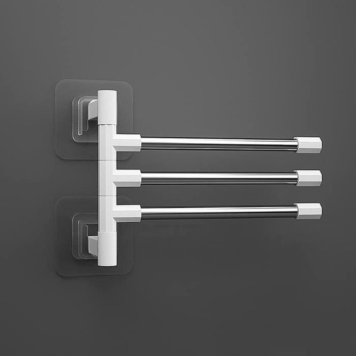 Porte-serviettes Pivotant 180° à 2 Bras - Alliage Aluminium Noir Pour Salle De Bain Et Cuisine
