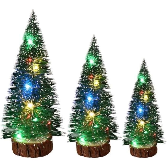 Mini Sapin De Noël, 3 Petits Sapins De Table Avec Lumières Led, Sapin