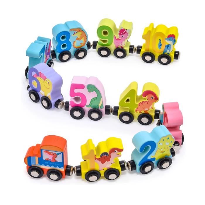 12 sections-Jeu de Puzzles en bois avec Train magnétique pour enfants, jouets éducatifs 12 sections-Jeu de Puzzles en bois avec Train magnétique pour enfants, jouets éducatifs