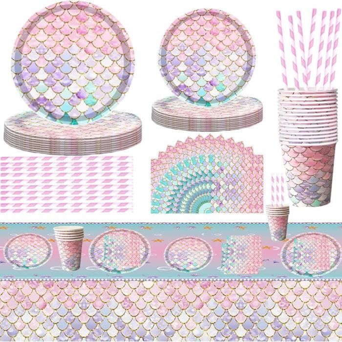 Lot Vaisselle Fête Licorne Pour 16 Invités - Assiettes, Gobelets Et Serviettes Anniversaire Enfant