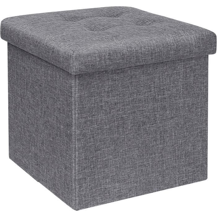 Tabouret De Rangement Pliable En Toile De Jute - 32x32x32 Cm, Charge 100 Kg, Jaune, Pour Chambre, Couloir - 6