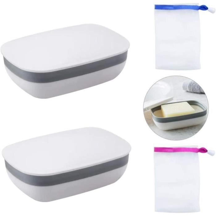 Lot De 4 Sacs à Savon étanches – Anti-fuite, Avec Crochet, Filet + Rangement, Pour Voyage, Camping, Salle De Sport !