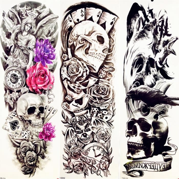 3 Morceaux Totem Joker Tatouage Temporaire Grande Jambe Bras Du Corps De La Jambe Watertransfer Autocollant De Tatouage Noir Shantou Cdiscount Au Quotidien