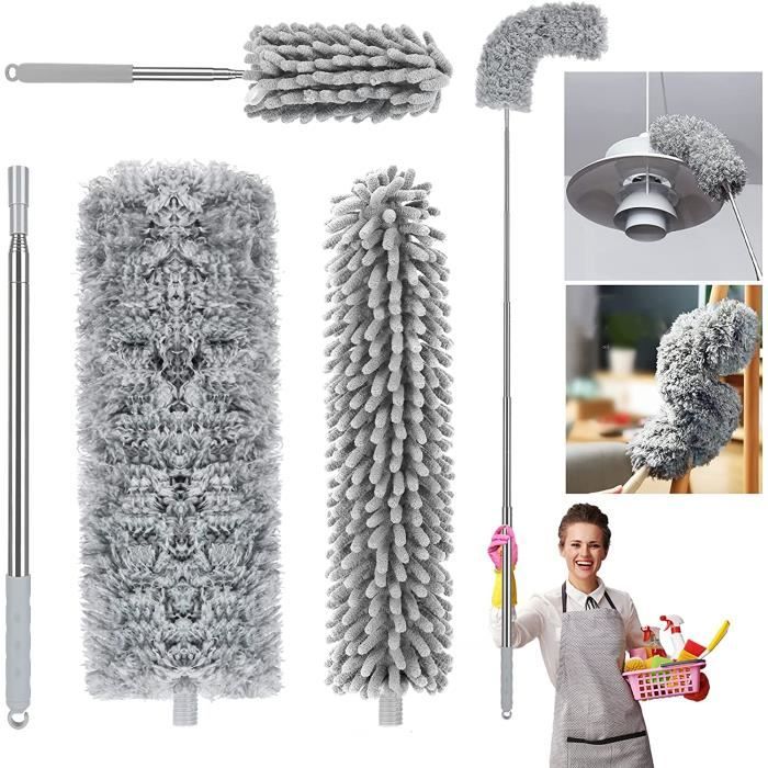Plumeau Télescopique Microfibre Lavable 3 Pièces - Tête 360° Pour Lit, Canapé, Toiles D'Araignée