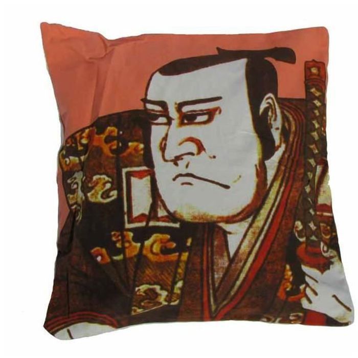 Housse De Coussin 42 X 42 Cm - Motif Samourai Japonais
