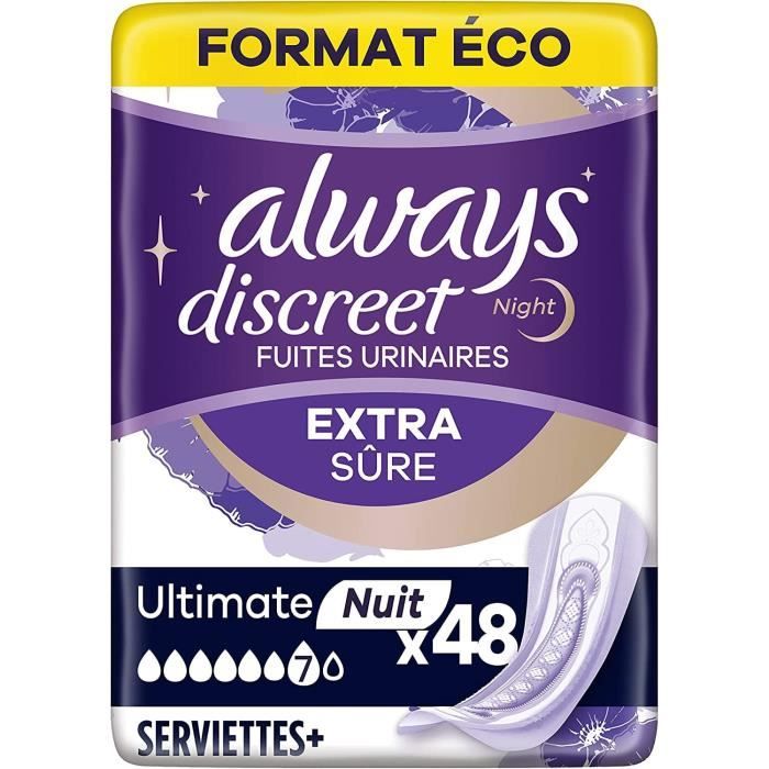 Discreet Extra Secure, Serviettes Pour Incontinence ou Fuites Urinaires