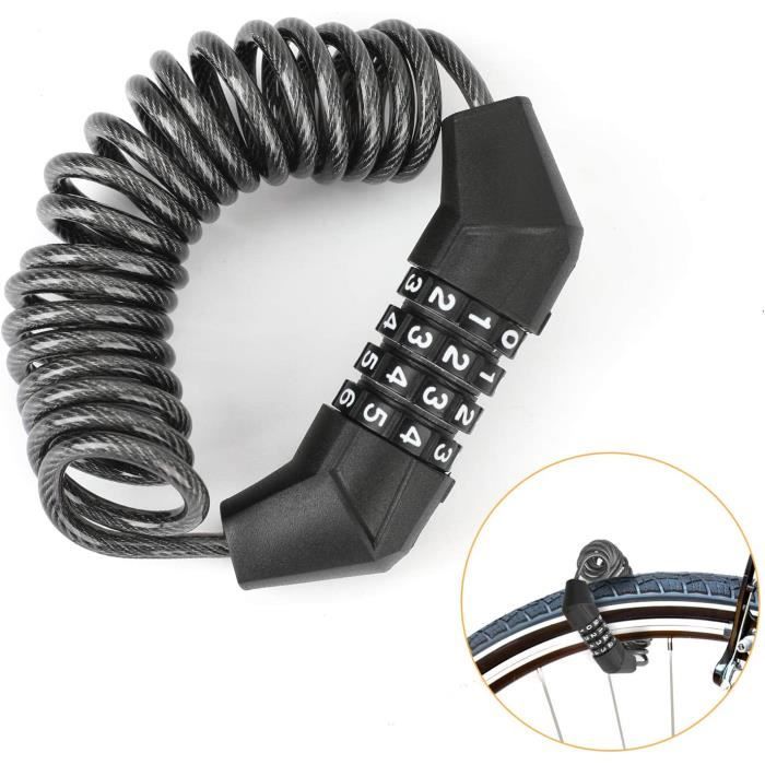 Antivol Vélo à Câble Acier – Cadenas Pour Vélo, Scooter Électrique Et Moto – Longueur 85 Cm