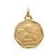 Pendentif médaille ange pour baptême en plaqué or + chaîne octo