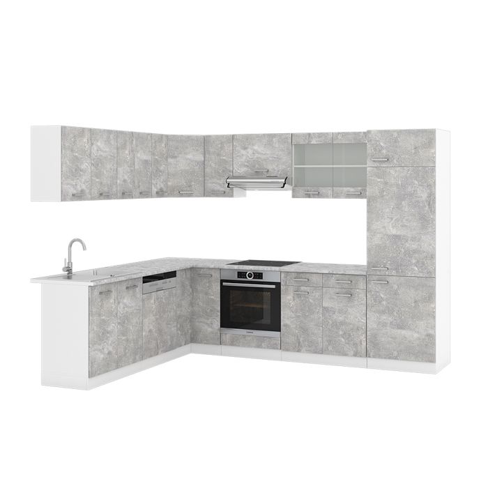 Cuisine En Angle Vicco R-Line - Moderne, Effet Chêne Blanc Brillant - NEUVE Sous Emballage