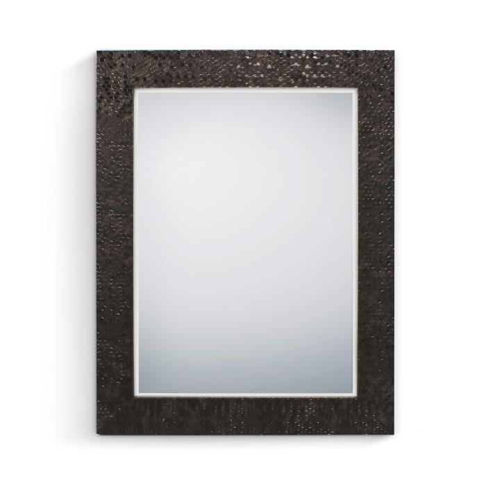 Grand Miroir Mural Métal Noir 50x70 Cm - Rectangulaire Moderne Pour Salle De Bain, Salon, Chambre Et Entrée