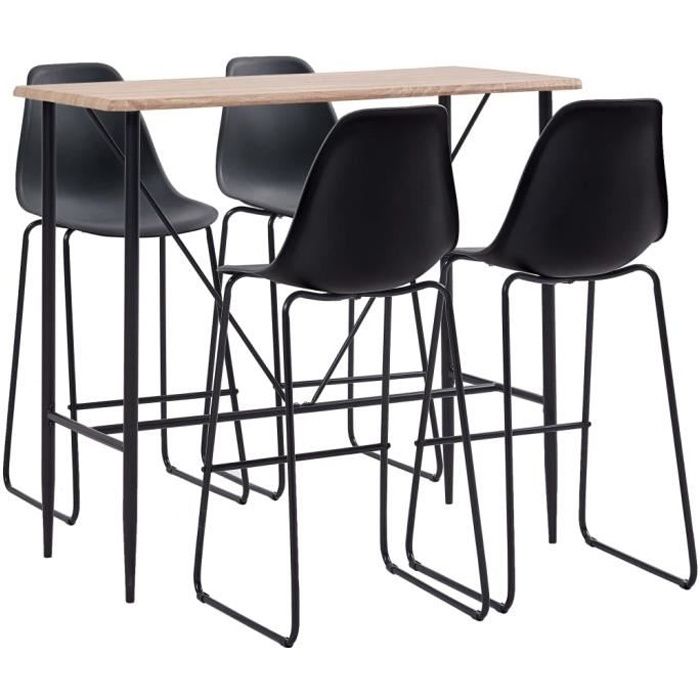 Set de 1 Table 120 x 60 x 110 cm+ 4 Tabourets Ensemble de bar 5 pcs Table Haute Cuisine Mange
