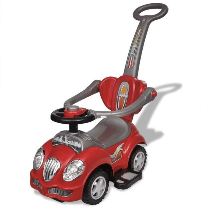 Voiture A Pedales Pour Enfant A Chevaucher Avec Manche De Poussee 86 X 43 X 84 Cm Rouge Cdiscount Auto