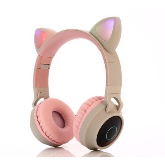Casque Bluetooth Pliable Pour Enfants Filles Casque Audio Ecouteurs Sans Fil Avec Led Oreilles De Chat Headphones Cat Ear Rose Gris Cdiscount Tv Son Photo