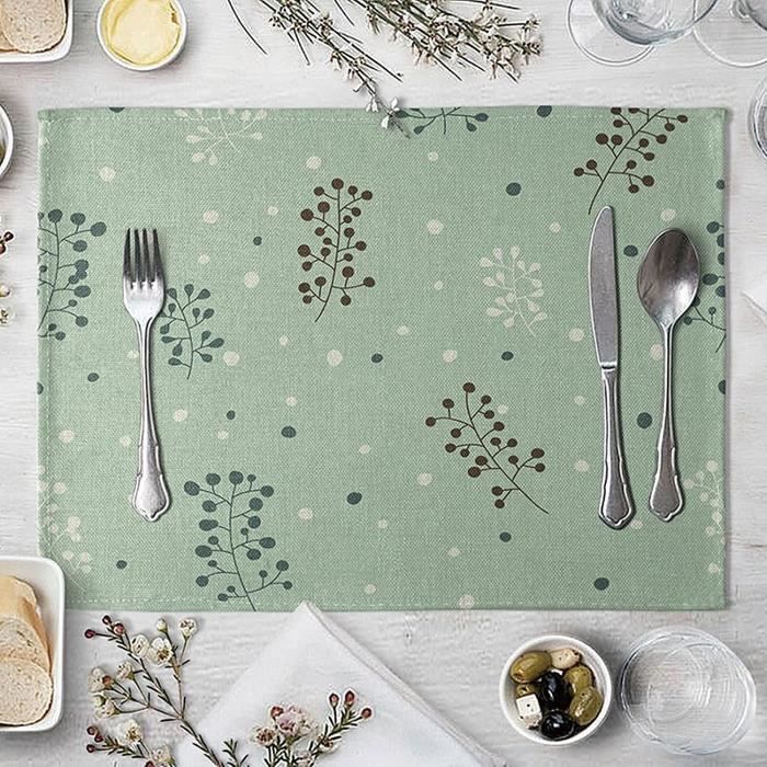 Set De Table Exterieur 1 Piece Deco Table Anniversaire Coton Lin Plante Et Points 45x30cm Vert 491 Cdiscount Maison