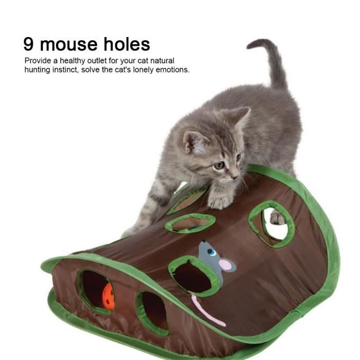 9 trous de souris jouet interactif de chat de conception pliante, jouet d'intelligence de chat facile à installer, fournitures pour