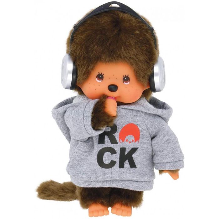 Peluche Monchhichi Bandai - Rock - 20 cm - Marron - Jaune - 3 ans et plus