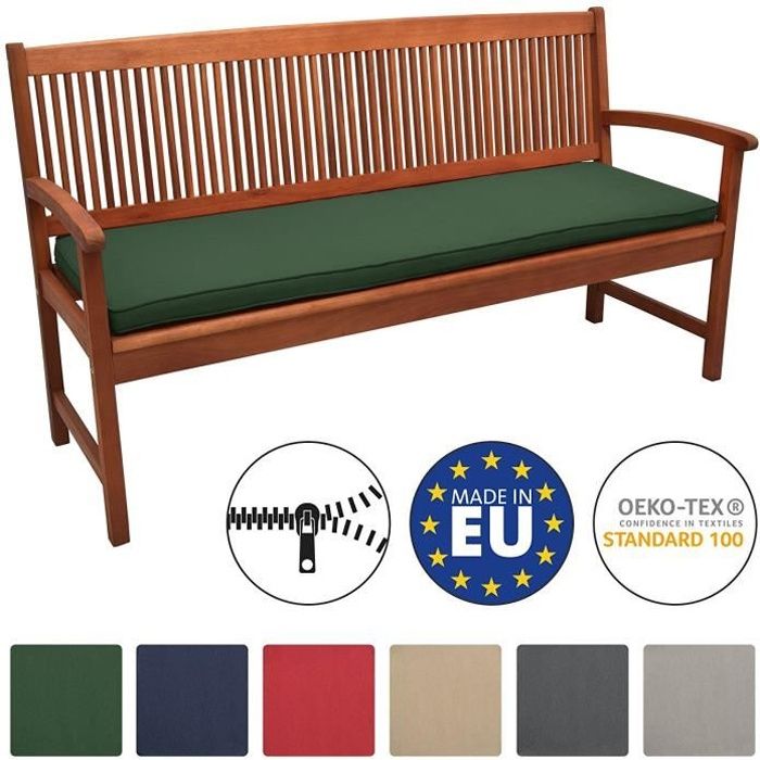 Beautissu Coussin Banc Banquette Loft BK 100x48x5 cm - Vert foncé - Jardin Terrasse Balcon Extérieur (Banc non inclus)