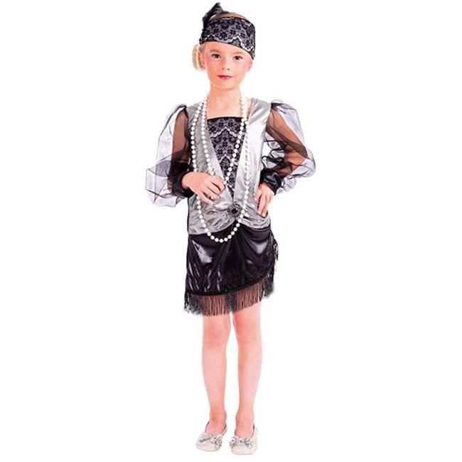 Deguisement robe Charleston noire enfant 10 12 ans CHAKS Charleston Franges et manches bouffantes en tulle Cdiscount Jeux Jouets