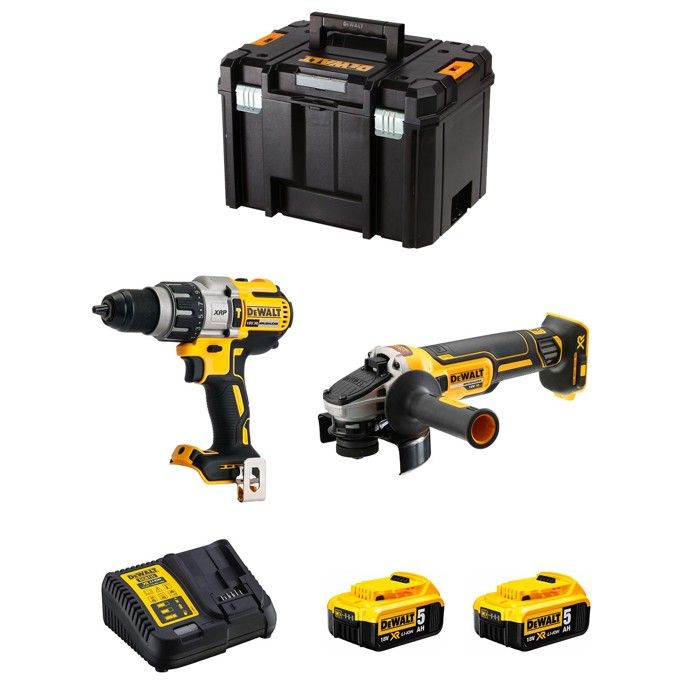 DeWALT Kit DWK221 DCD996 + DCG405 + 2 x 50 Ah + DCB115 + TSTAK VI
