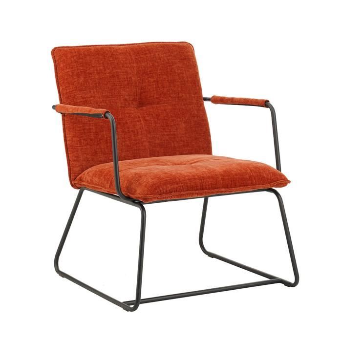 Fauteuil Hailey cuivre chenille - DIMEHOUSE - 1 place - Marron - Industriel - Loft - Avec accoudoirs