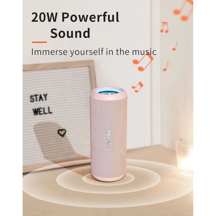 Enceinte Bluetooth Portable 24W Avec Lumières RGB - Étanche IPX6 - 12h Autonomie - Micro Intégré - Pour Vélo, Plage, Extérieur - 7