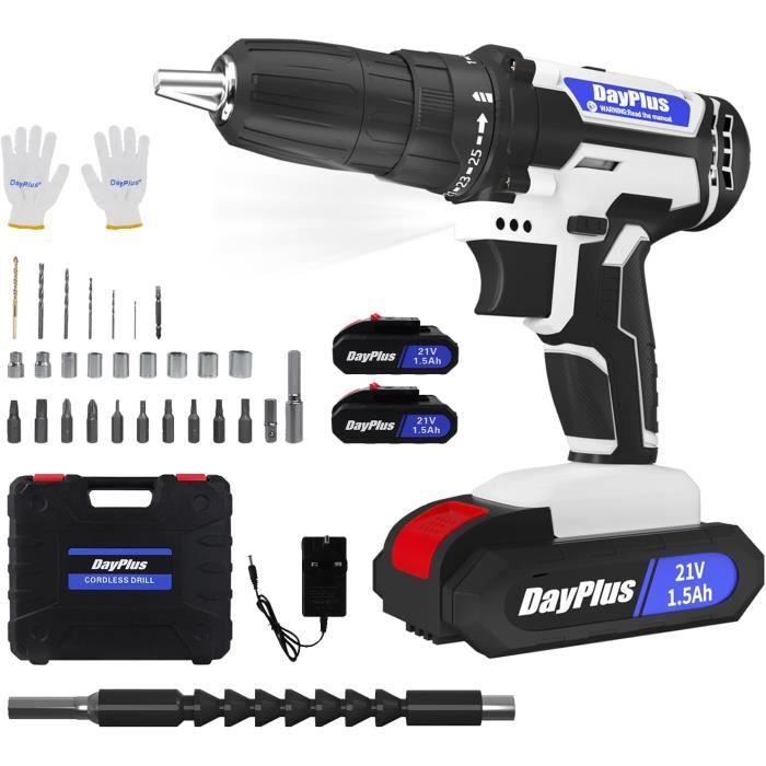 34,99€ coffret perceuse visseuse sans fil Tacklife PCD01B Li-ion 12V + 13 accessoires