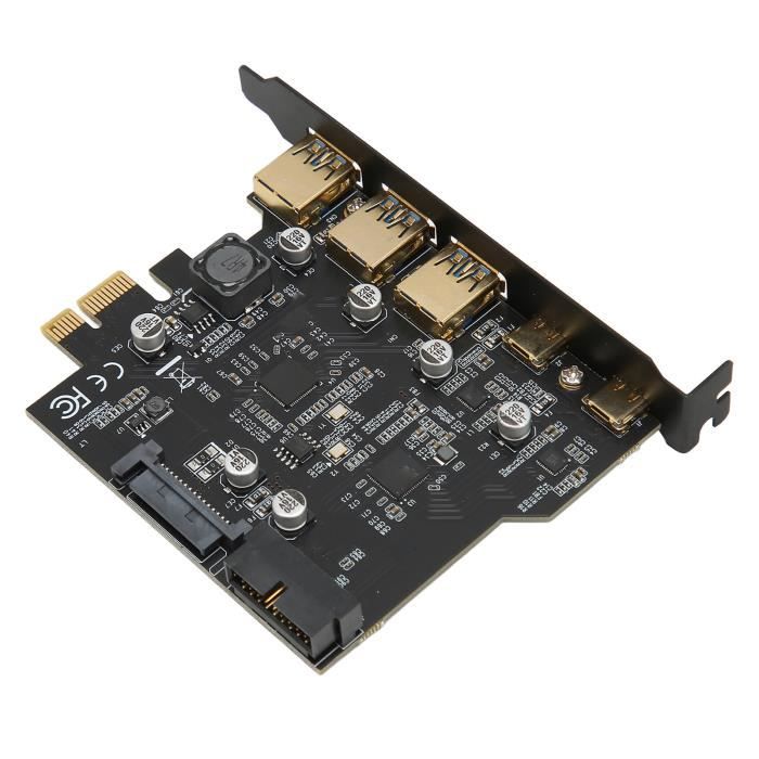 Carte Extension USB 3.2 PCI-E - 4 Ports USB-A + 1 Port USB-C Externe, Vitesse 5 Gbit/s, Pour PC De Bureau