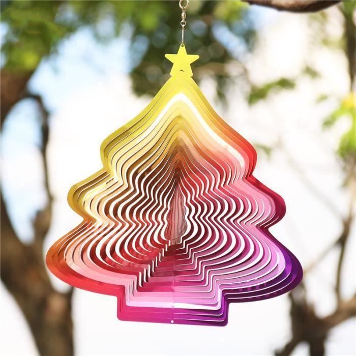 Carillon éolien En Spirale 3D Acier Inoxydable - Déco Jardin, Balcon, Intérieur - Avec Pendentif Cristal - Résiste Aux Intempéries