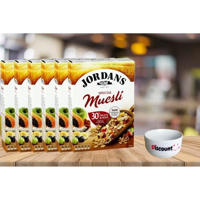 6 Boites Céréales muesli fruits/noix Jordans 750g + Bol Cdiscount Au