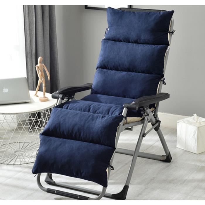 Coussin chaise longue - KALAVIKA - 125 x 50 x 12 cm - Amovible - Bleu - Extérieur
