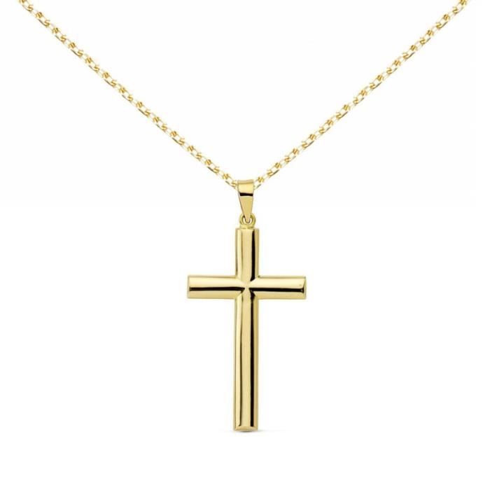 Collier - Médaille Croix Or Jaune - Chaine Dorée