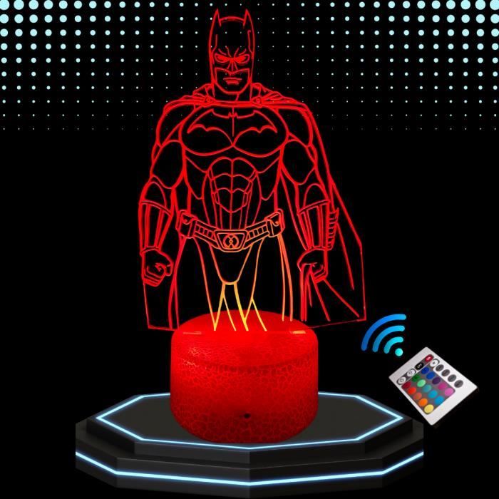 Lampe de chevet 3D LED Batman Veilleuse changement de Couleurs Lampe tactile Idée Cadeau Noël Anniversaire