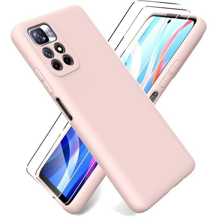 Coque Silicone Rose + 2 Verres Trempés Pour Xiaomi Redmi Note 11 Pro - Pack Neuf Little Boutik