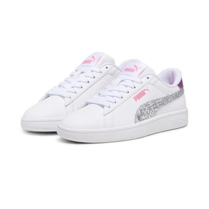 CHAUSSURES MULTISPORT PUMA SNEAKERS SMASH 3.0 L STAR GLO JR 392583 01 POUR FILLE COULEUR BLANC VIOLET