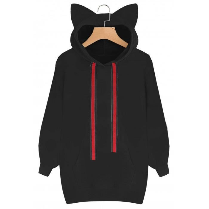 Femme Chat A Manches Longues Sweat A Capuche Pull Avec Capuche Tops Chemisier Noir Noir Noir Achat Vente Sweatshirt Soldes Sur Cdiscount Des Le Janvier Cdiscount