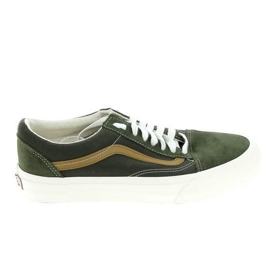 Vans Baskets Mode Sneakers Hommes VANS Old Skool Grappe Marron - Homme - Adulte - Vert - Lacets - Textile - Plat