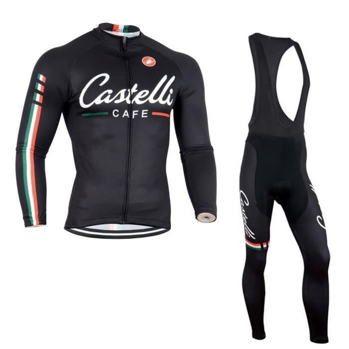 Castelli Fondo Homme à Manches Longues Thermique Maillot De Cyclisme Taille L Noir 