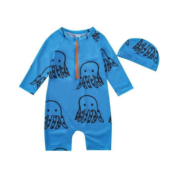 Maillot De Bain Une Pièce Protection Solaire Garçon Bébé - Rashguard UPF50+ Manches Longues
