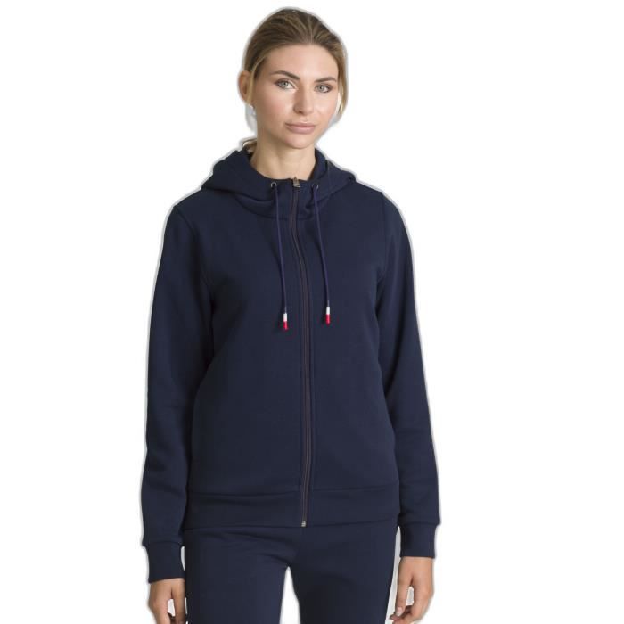 Sweatshirt à capuche zippé femme Rossignol FT - Bleu marine foncé - Ski - Sport Chic - 100% coton