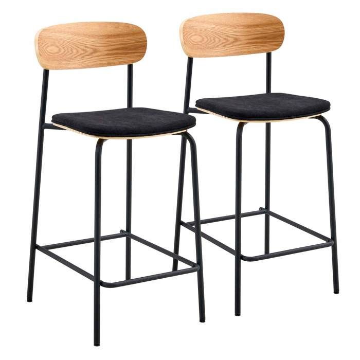 Lot de 2 chaises hautes en bois noir Lexy - Oviala Lot de 2 chaises hautes en bois noir Lexy - Oviala